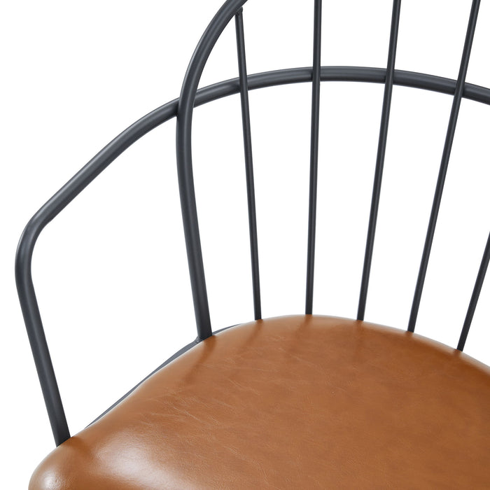 5 Piece Industrial Style Indoor Upholstered Dining Set With Metal Legs - Brown