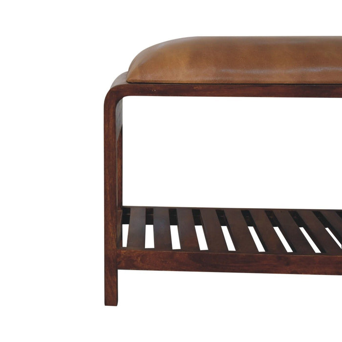 Buffalo - Slatted Square Bench - Brown