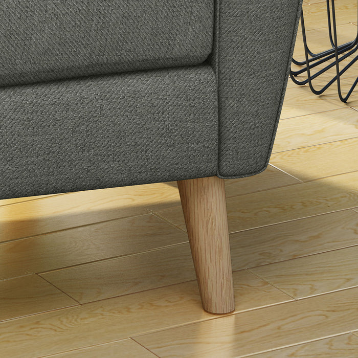 Fabric Channel Stitch Club Chair With Tufted Back - Gray