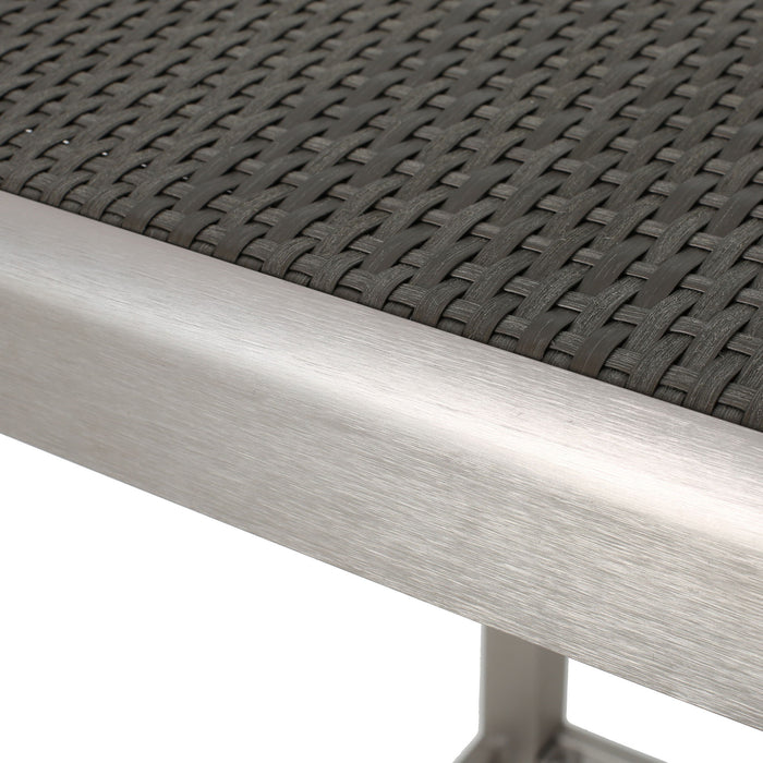 Outdoor 43" Aluminum Bar Table With Rattan Table Top - Gray / Silver