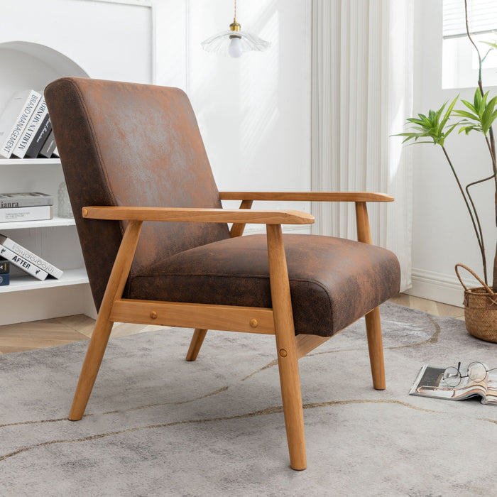 Wide Arm Chair - Light Brown