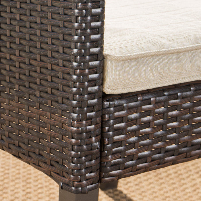 Outdoor Rattan Dining Chair With Straight Legs And Sloped Arms (Sey of 2)