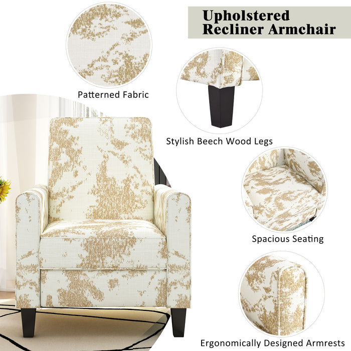 Push Back Upholstered Recliner Armchair