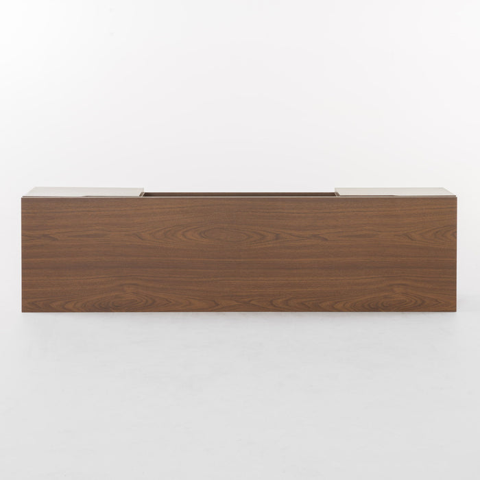 Modern TV Stand With Storage, Tempered Glass Shelf - Walnut