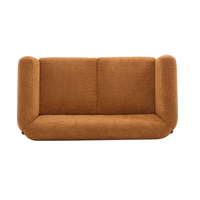 Contemporary Boucle Sherpa Sofa With Birch Wood Legs