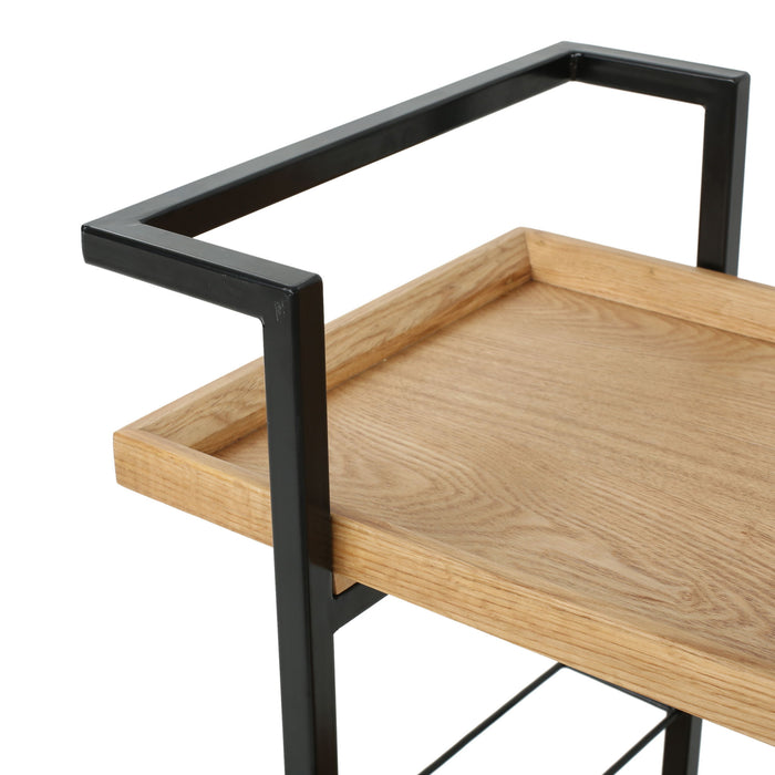 Modern Industrial Bar Cart With Shelving And Casters