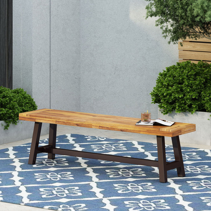 Tranquilizer - Outdoor Acacia Wood Bench With Slat Panel Design