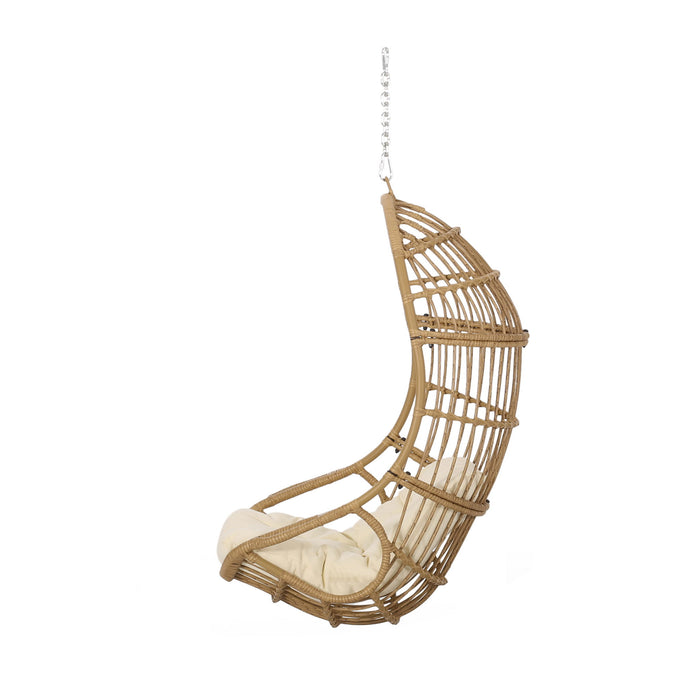 Rustic Hanging Basket Chair With Cushion