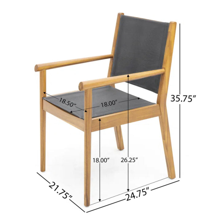 Cordoba - Dining Chair Set With Acacia Wood Frame And Textilen Upholstery (Set of 2) - Teak
