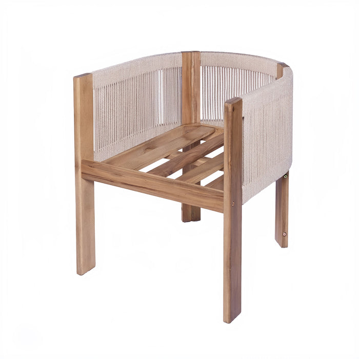 Matera - Patio Dining Chair (Set of 2) With Wraparound Back And Removable Cushion Cover - Teak / Beige