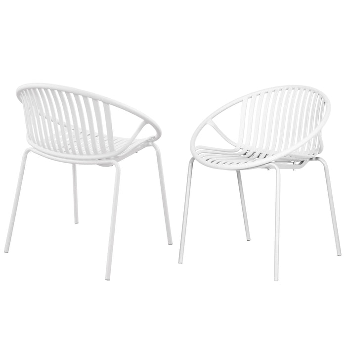 Stackable Outdoor Chairs With Breathable Plastic Backrest (Set of 2)