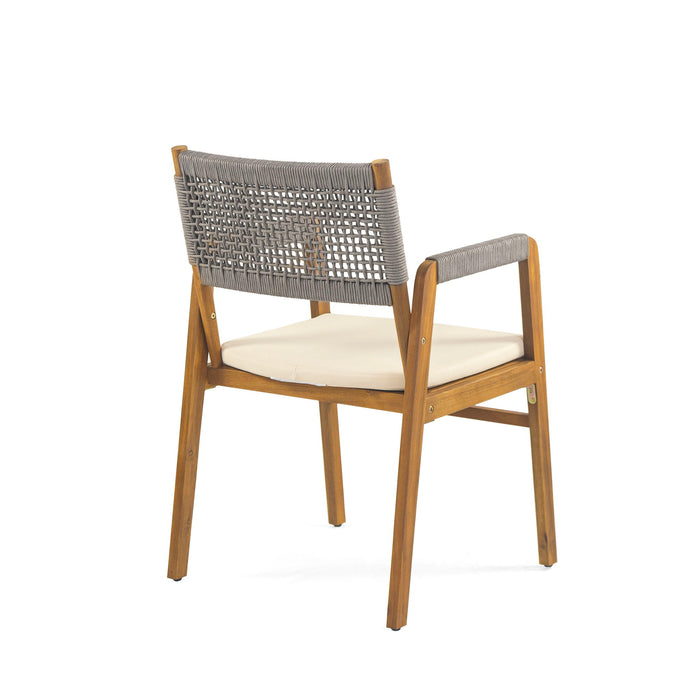Outdoor 3 Pieces Acacia Wood Dining Set With Cushions