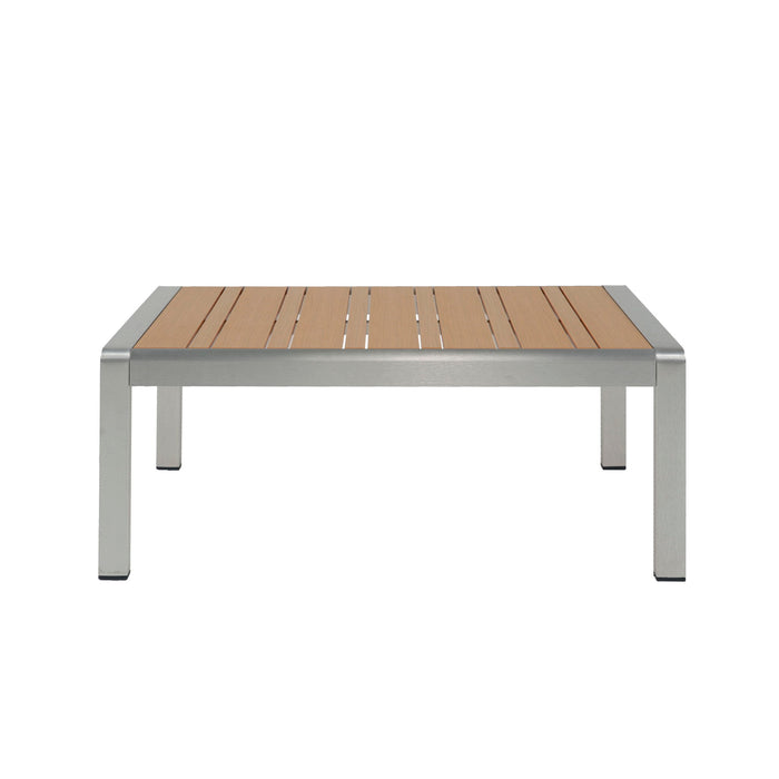 Cora - Outdoor Aluminum Coffee Table - Natural / Silver