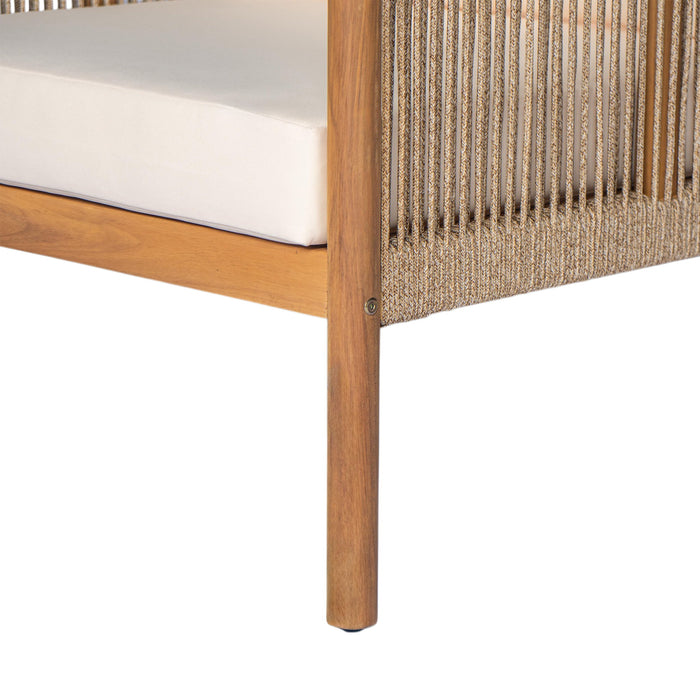 Modern Outdoor Woven Lounge Chair With Solid Wood Frame - Teak