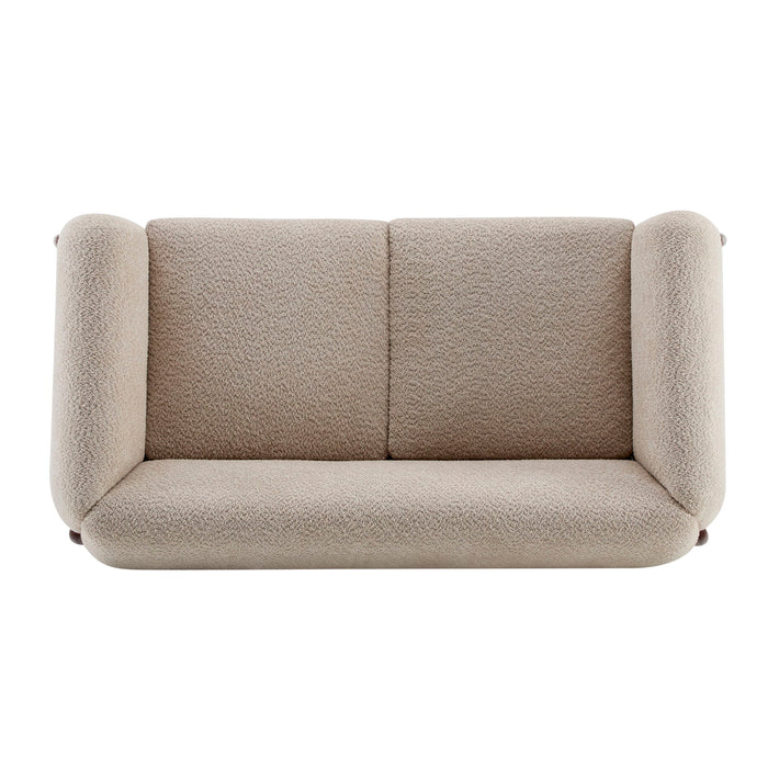 Contemporary Boucle Sherpa Sofa With Birch Wood Legs