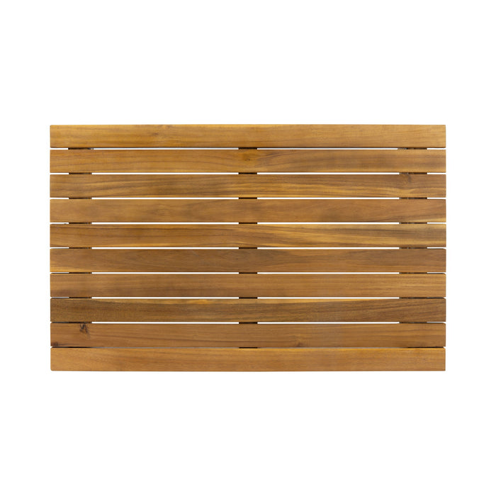 Outdoor Coffee Table With Slat Top Design And Sled Base - Teak