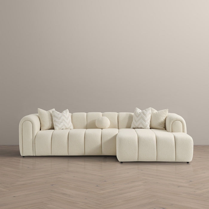 Beatrice - Modern Tufted Right Sectional Sofa - Ivory