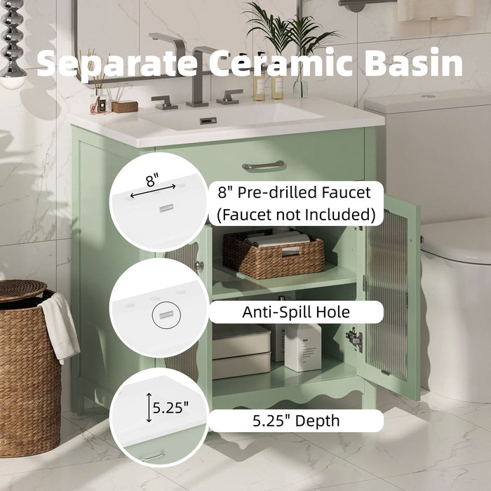 Modern Bathroom Vanity With Tempered Glass Doors