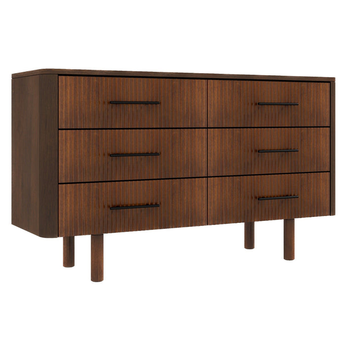 Logan - Mid-Century Modern Dresser With 6 Drawers - Brown