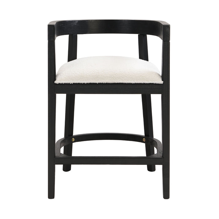 Modern Rubberwood Counter Stool Set With Upholstered Seats