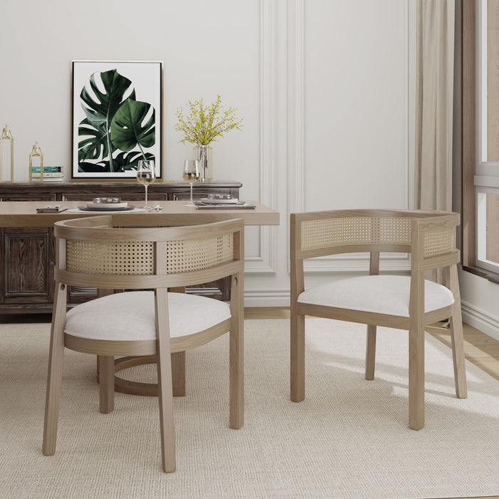 Contemporary Dining Chair Set With Rattan Backrest