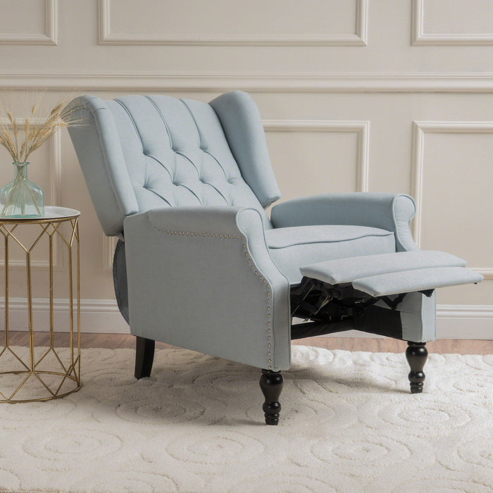 Armchair Recliner With Pushback Mechanism And Wingback Design