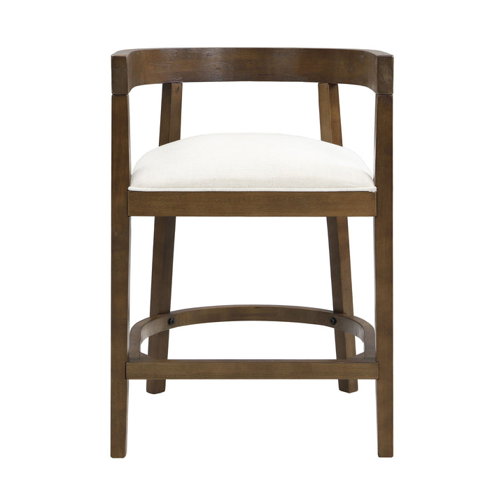 Modern Rubberwood Counter Stool Set With Upholstered Seats