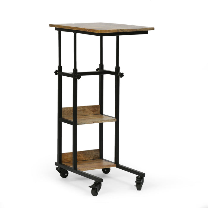 Modern Industrial Bed Laptop Table With C - Shape Design And Adjustable Height - Natural