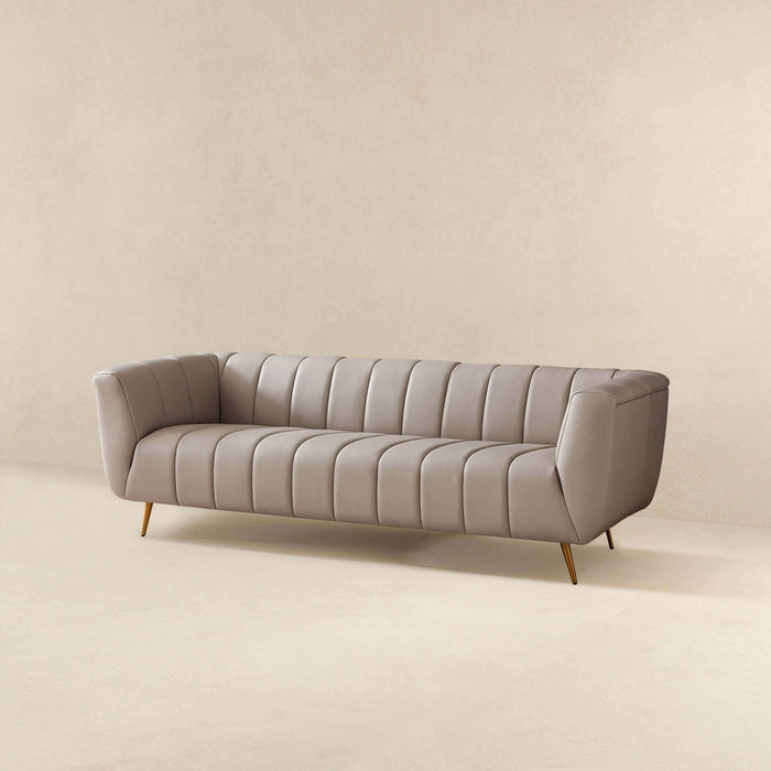 Lamattina - Genuine Italian Leather Channel Tufted Sofa