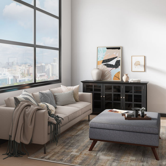 Owen - Square Coffee Table Storage Ottoman - Slate Gray