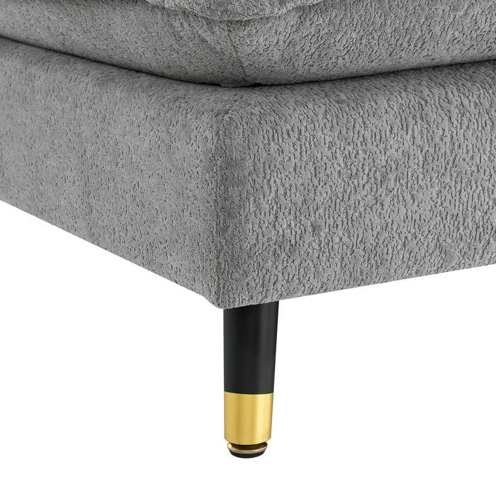 L Shaped Convertible Sectional Sofa 4 Seat Tufted Couch Set With Two Tone Adjust Legs Cloud Movable Ottoman