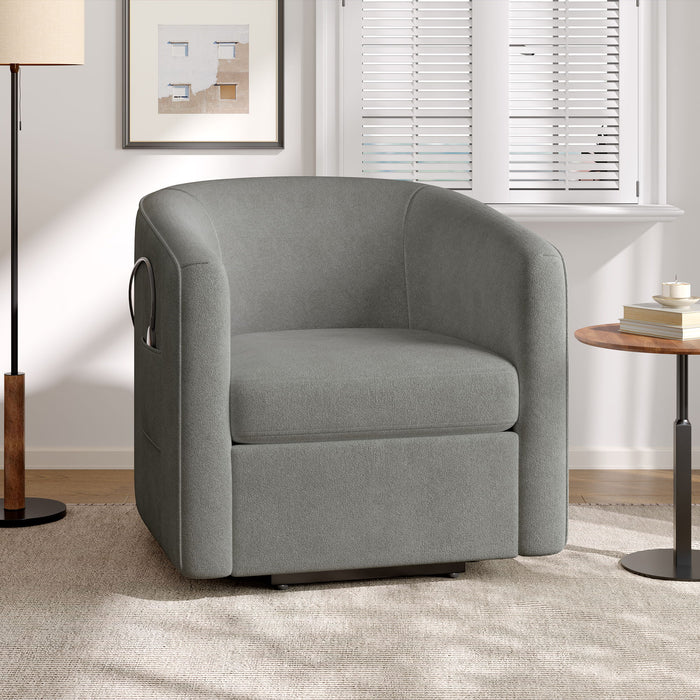 Power Lift Recliner Barrel Shape Reclining Chair With Footrest And Side Pocket