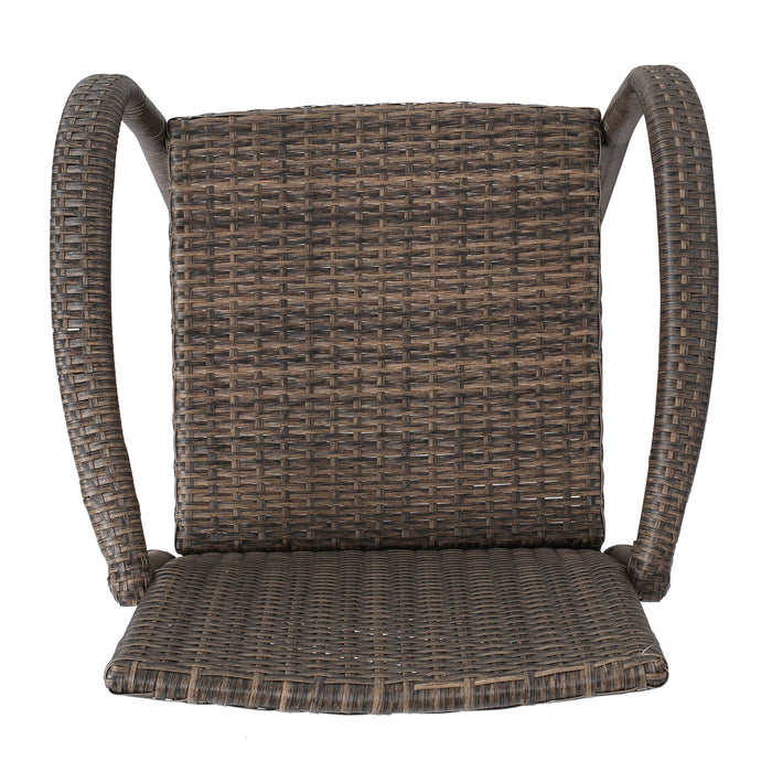 Outdoor Wicker Barstools With Rattan And Iron Frame