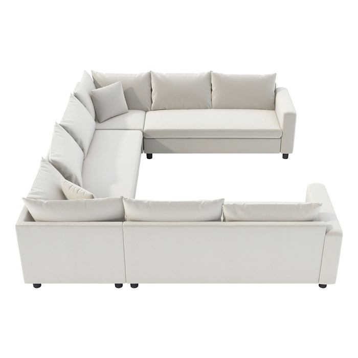 Modular Sectional Reversible U Shaped Couch Set, Free Combination Minimalist Style, Oversized 8 Seat Convertible Sofa