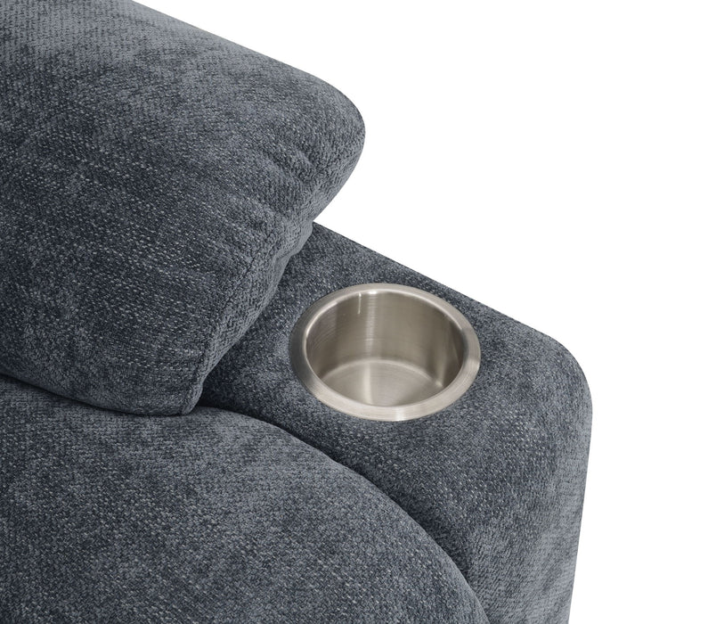 Omarion - Chenille Power Motion Recliner With Lift Heating Massage Function - Blue