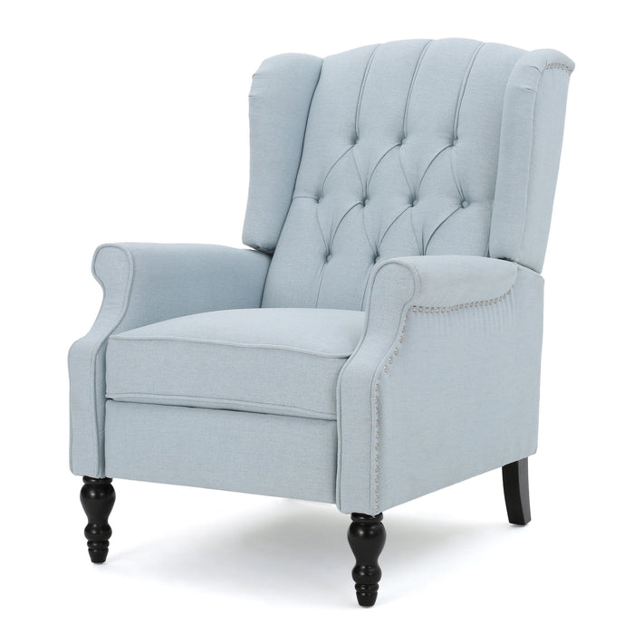 Armchair Recliner With Pushback Mechanism And Wingback Design
