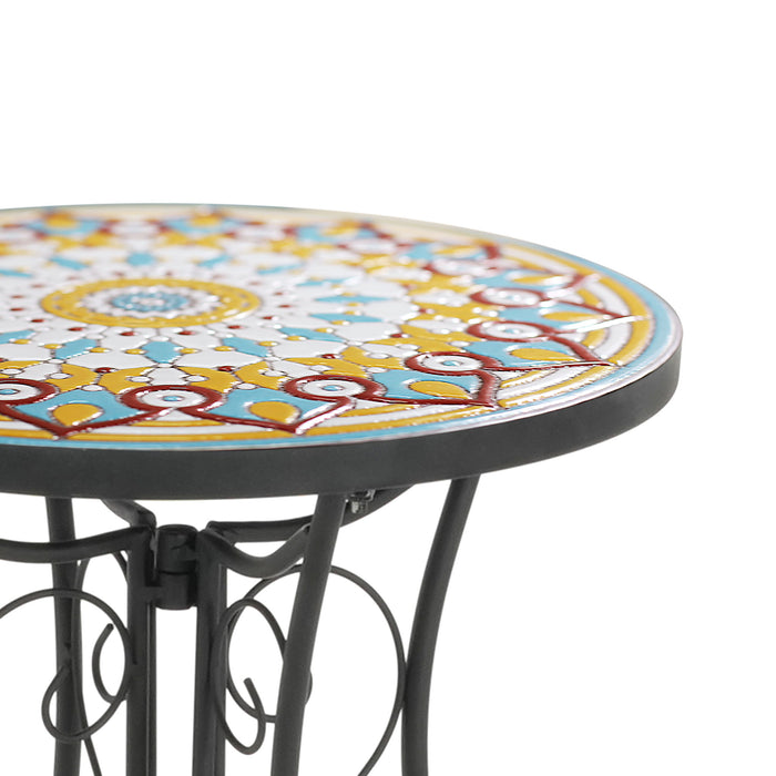 Colorful Outdoor Side Table With Ceramic Tile Top