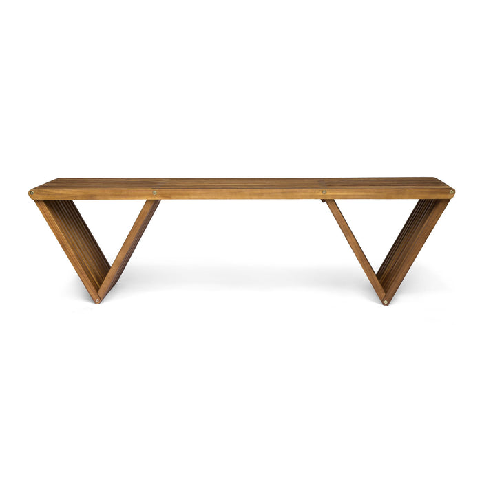 Gloaming - Outdoor Bench With Slat Design And Triangular Base