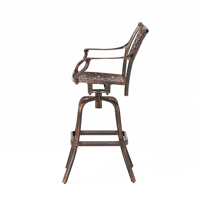 Cast Aluminum Swivel Bar Stool With Footrest - Copper