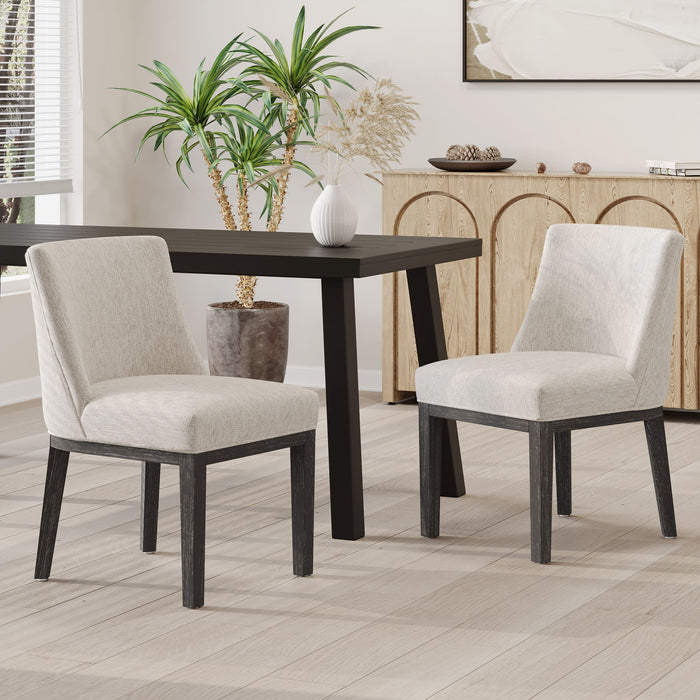 Modern Dining Chair With Durable Fabric Upholstery And Sturdy Wooden Frame (Set of 2)