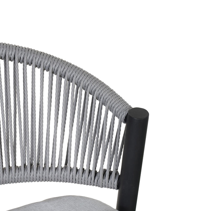 Outdoor Bar Height Metal Frame Counter Stools With Scallop Shaped Backrest & Water Resistant Cushions