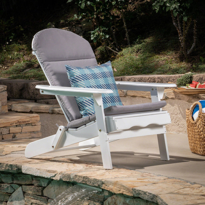 Outdoor Adirondack Chair Cushion With Water Resistant Fabric And Ties - Gray