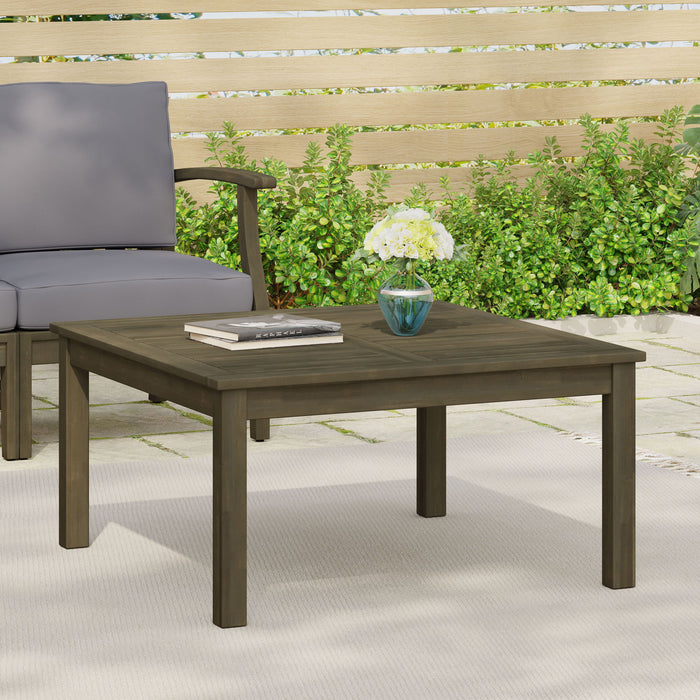 Perla - Rustic Square Coffee Table With Block Legs