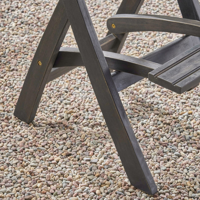 Outdoor Folding Acacia Wood Barstools With Rattan Backrest And Seat