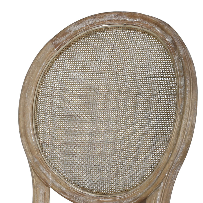 Elegant Dining Chair Set With Cane And Fabric Upholstery