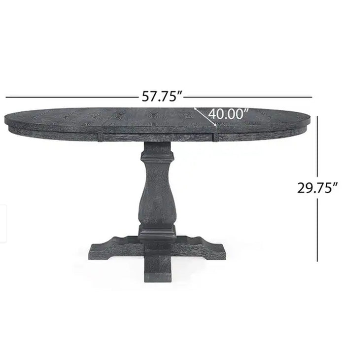 Rustic Extendable Dining Table With Pedestal Base - Gray