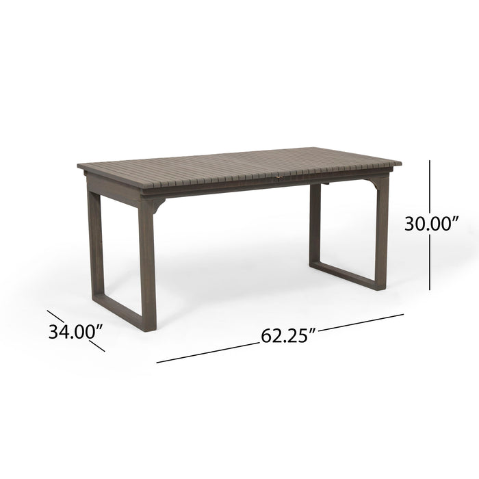 Outdoor Expandable Acacia Wood Dining Table With U Shaped Leg