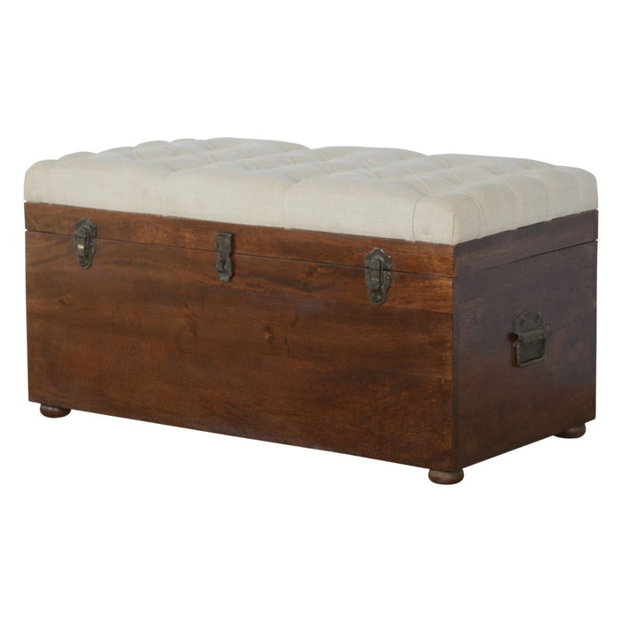 Linen Storage Trunk - Chestnut / White Linen