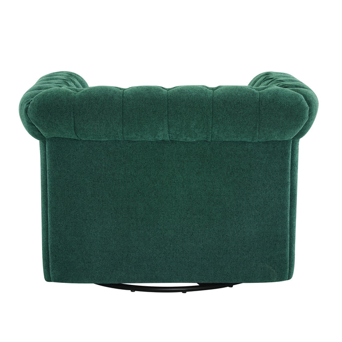 Chesterfield Style Swivel Club Chair With Button Tufted