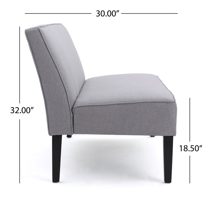 Contemporary Loveseat With Upholstered Fabric And Birch Wood Legs - Light Gray